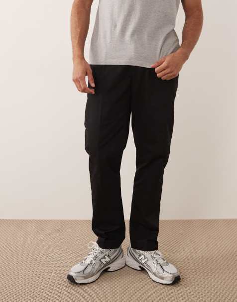 Mango - Pantalon droit à taille ajustable et pinces devant - Noir - view 1