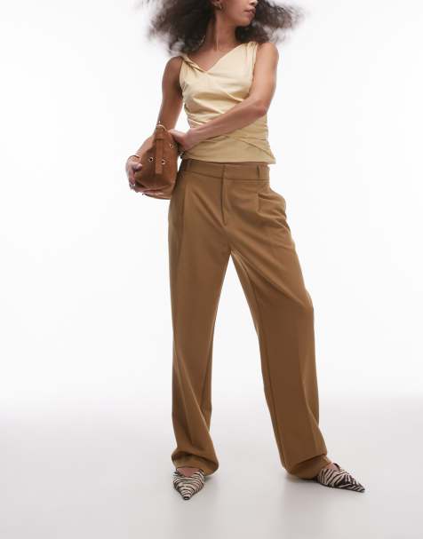 Mango - Pantalon droit ajusté à plis nervurés - Fauve - view 1