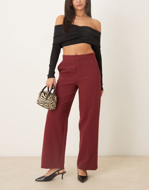 Mango - Pantalon droit ajusté - Bordeaux - view 1