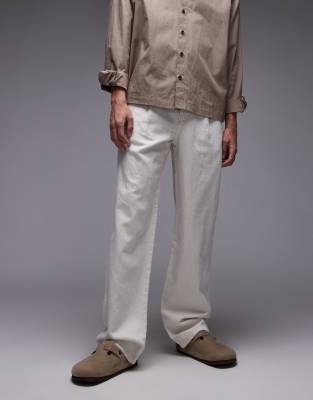 Mango - Pantalon droit ample en lin - Beige-Neutre