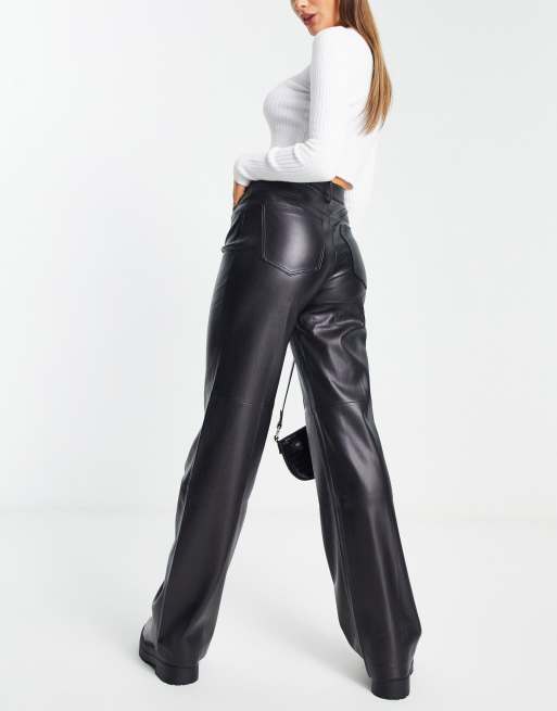 Mango pantalon best sale cuir noir