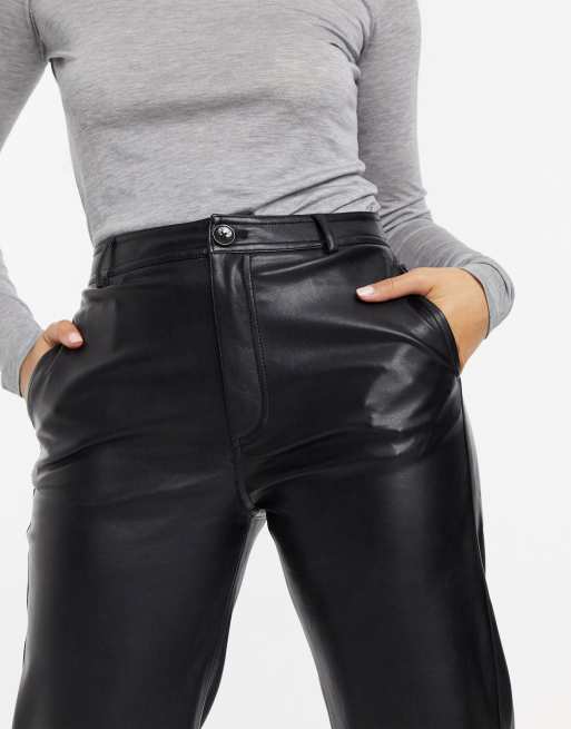 Mango Pantalon droit en imitation cuir Noir