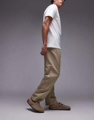 Mango - Pantalon droit en lin mélangé - Beige-Neutre