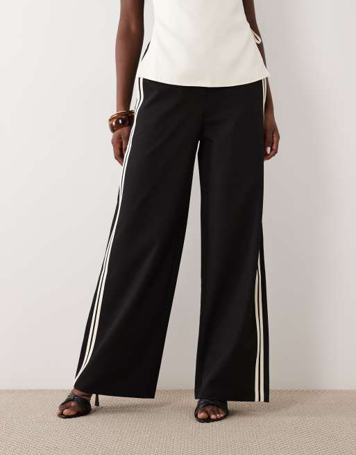 Mango - Pantalon droit noué à la taille à bandes latérales - Noir, 2 de 5