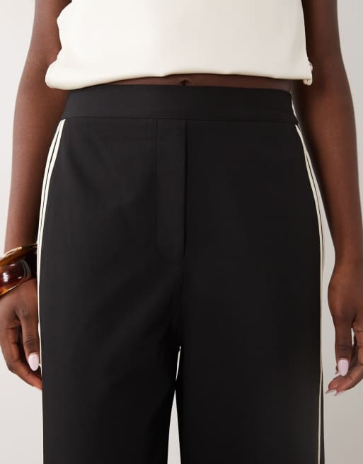 Mango - Pantalon droit noué à la taille à bandes latérales - Noir, 5 de 5