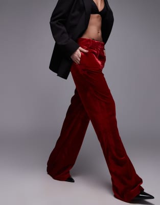 Mango - Pantalon effet velours - Rouge