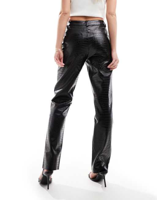 Mango pantalon cuir noir sale