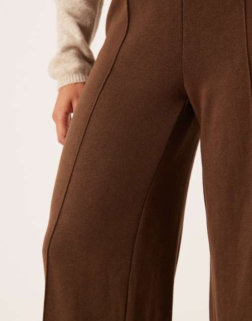 Mango - Pantalon en maille avec pinces nervurées à l'avant - Marron, 5 de 5