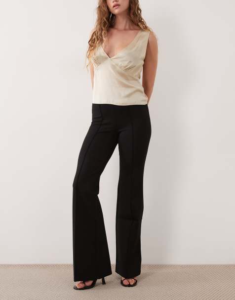 Mango pantalon évasé à plis devant noir - view 1