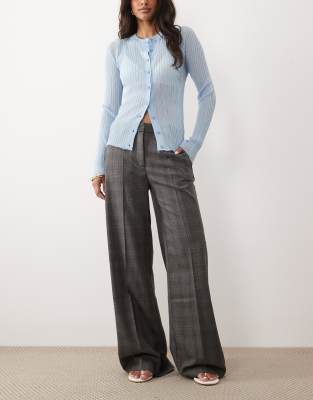 Mango - Pantalon évasé ajusté à carreaux - Anthracite-Gris