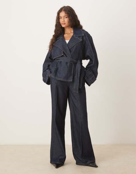 Mango - Pantalon habillé d'ensemble aspect jean - Bleu - view 1