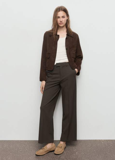 Mango - Pantalon habillé droit à plis sur le devant - Kaki - view 1