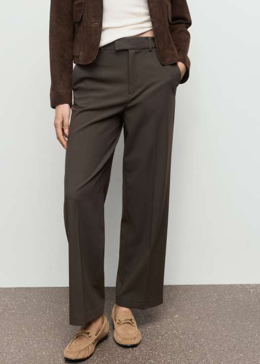 Mango - Pantalon habillé droit à plis sur le devant - Kaki, 3 de 5