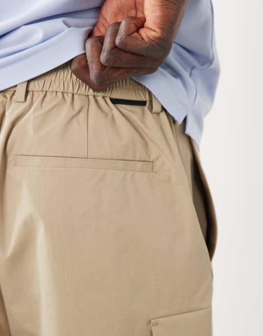 Mango - Pantaloncini cargo tecnici con vita regolabile écru, 4 di 5