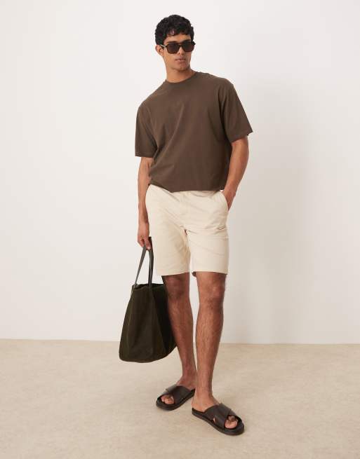 Mango - Pantaloncini chino misto lino beige chiaro