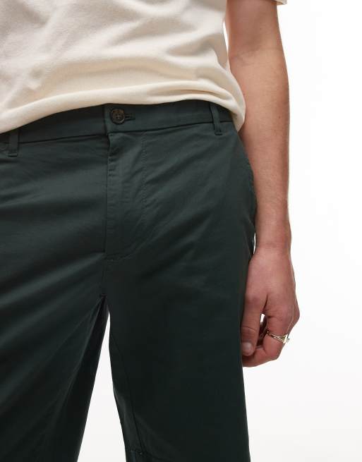 Mango - Pantaloncini chino misto lino verde, 2 di 5