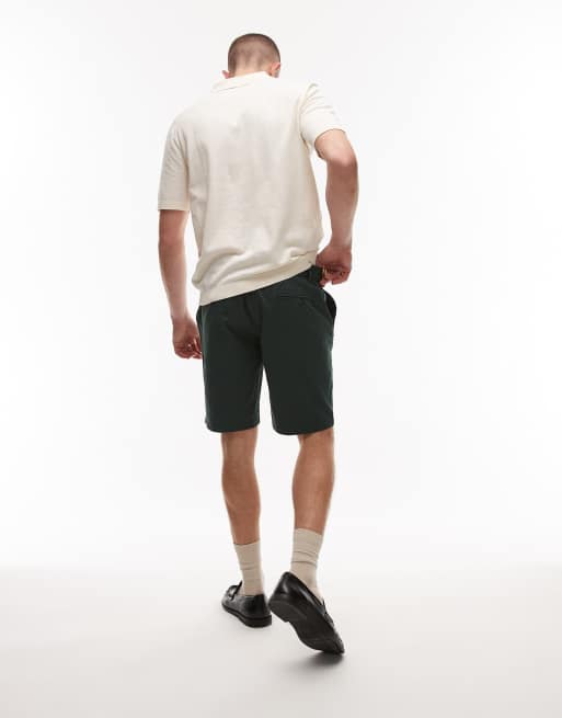 Mango - Pantaloncini chino misto lino verde, 3 di 5
