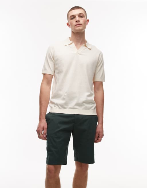 Mango - Pantaloncini chino misto lino verde, 5 di 5
