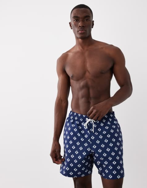 Mango - Pantaloncini da bagno blu navy con stampa geometrica - view 1