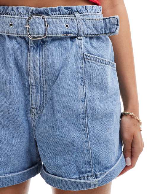 Mango Pantaloncini di jeans morbidi azzurri con cintura ASOS