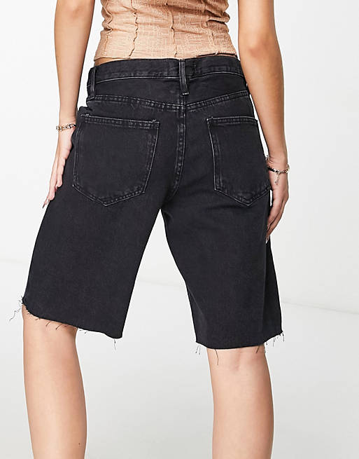 Asos Donna Abbigliamento Pantaloni e jeans Shorts Pantaloncini Pantaloncini di jeans con fondo grezzo neri 