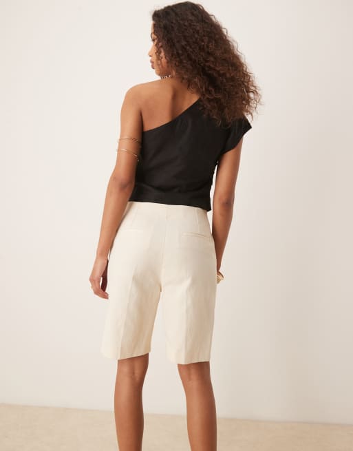 Mango - Pantaloncini sartoriali écru effetto lino, 3 di 5