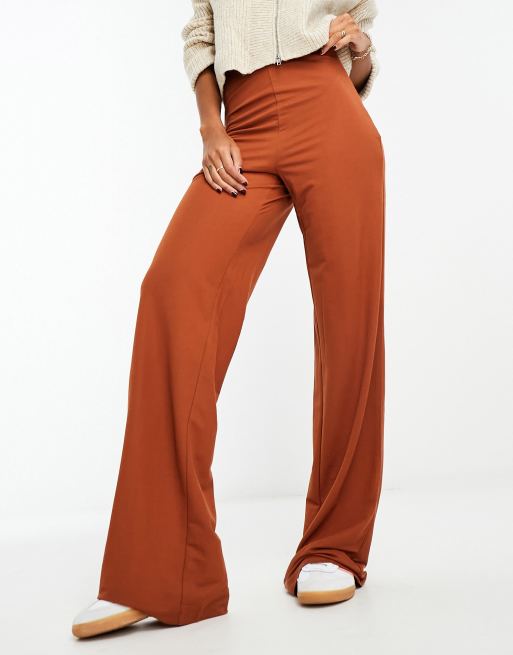 Mango - Pantaloni a fondo ampio color ruggine