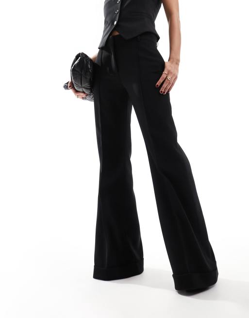 Mango - Pantaloni a zampa sartoriali neri con pinces, 4 di 5