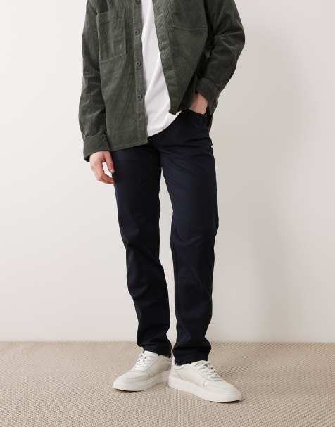 Mango - Pantaloni affusolati regular fit in misto cotone blu navy - view 1