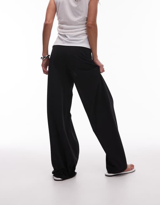 Mango - Pantaloni con fondo ampio e vita elasticizzata neri, 3 di 5