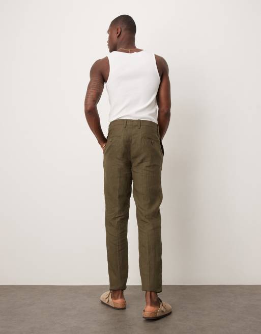 Mango - Pantaloni da abito slim in lino verde in coordinato, 3 di 5