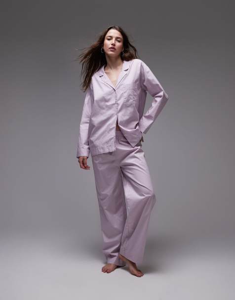 Mango - Pantaloni del pigiama a fondo ampio in cotone rosa in coordinato - view 1