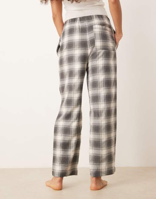 Mango - Pantaloni del pigiama in flanella grigi a quadri, 2 di 4