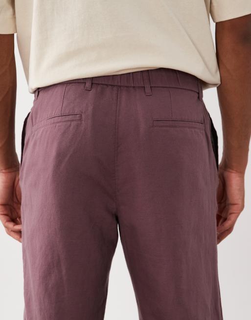 Mango - Pantaloni dritti 100% lino bordeaux, 5 di 5