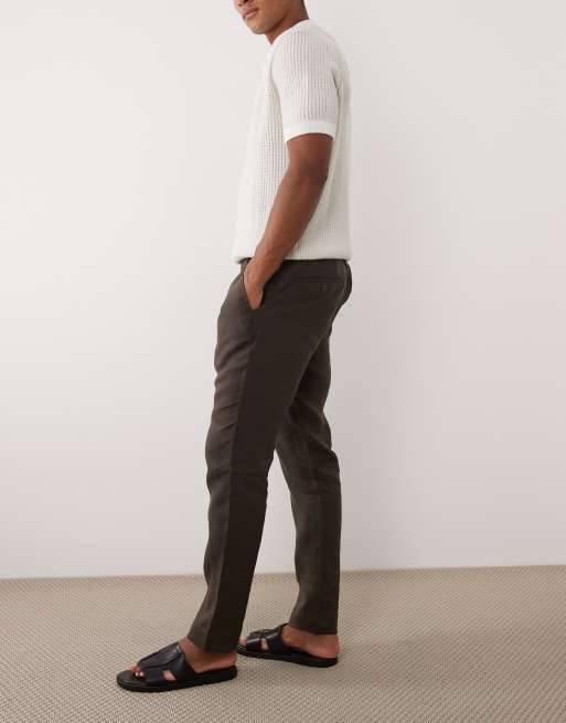 Mango - Pantaloni dritti 100% lino marrone scuro, 3 di 5