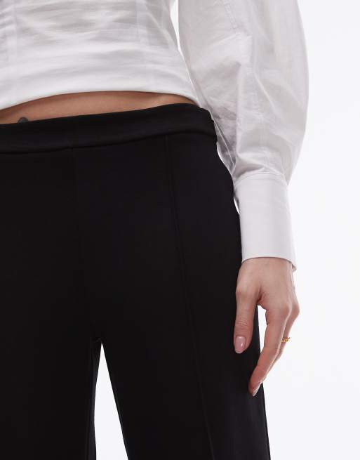 Mango - Pantaloni dritti in jersey neri con cuciture sul davanti, 4 di 5