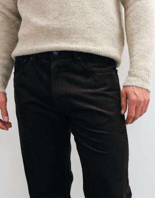 Mango pantaloni dritti in tessuto a coste marrone scuro, 3 di 5