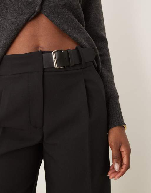 Mango - Pantaloni dritti neri con fibbia in vita, 5 di 5