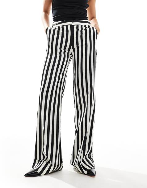 Mango - Pantaloni dritti neri e bianchi a righe - view 1
