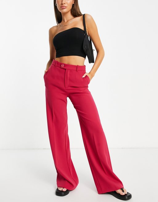 Mango - Pantaloni dritti rosa acceso