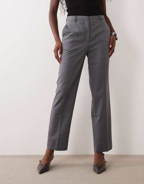 Mango pantaloni dritti sartoriali a quadri grigi - view 1