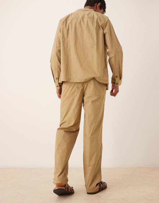 Mango - Pantaloni dritti vestibilità comoda beige in coordinato, 5 di 5