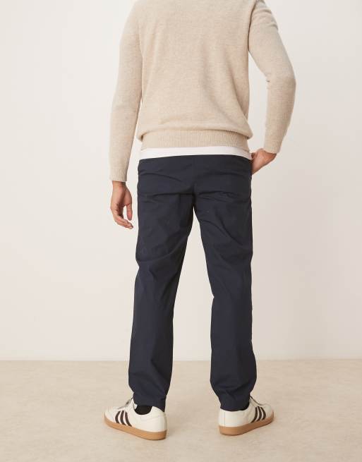 Mango - Pantaloni in cotone blu navy con vita elasticizzata, 2 di 5