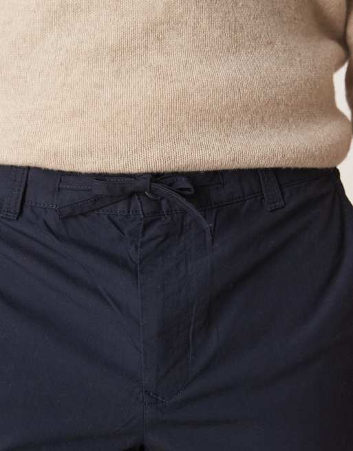 Mango - Pantaloni in cotone blu navy con vita elasticizzata, 4 di 5