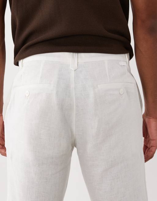 Mango - Pantaloni in lino color crema, 4 di 5