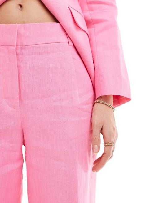 Mango - Pantaloni in lino rosa in coordinato, 2 di 5