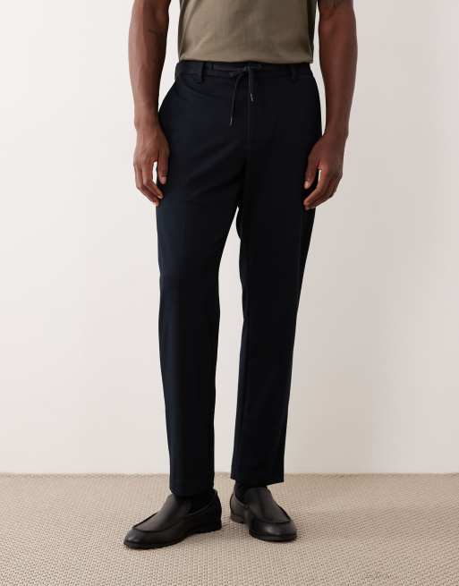 Mango - Pantaloni sartoriali allacciati in vita color blu navy