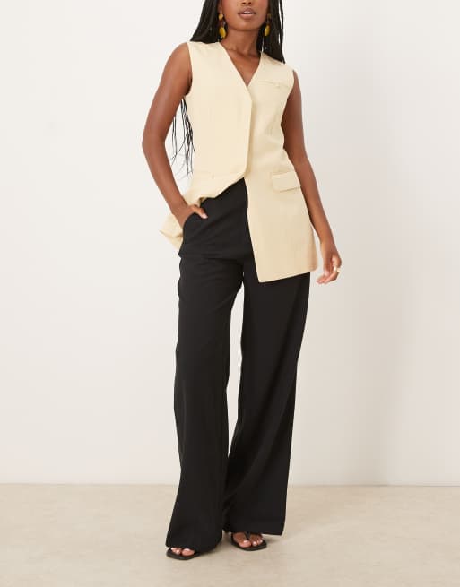 Mango - Pantaloni sartoriali dritti color kaki con pieghe sul davanti