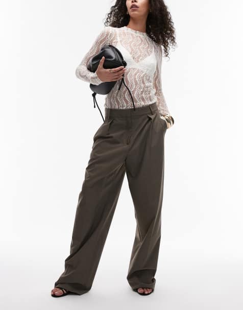 Mango - Pantaloni sartoriali dritti marrone scuro - view 1
