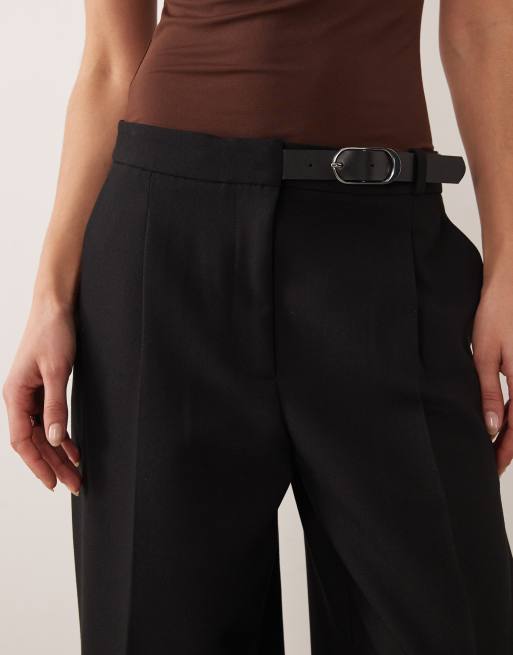 Mango - Pantaloni sartoriali dritti neri con fibbia, 4 di 5